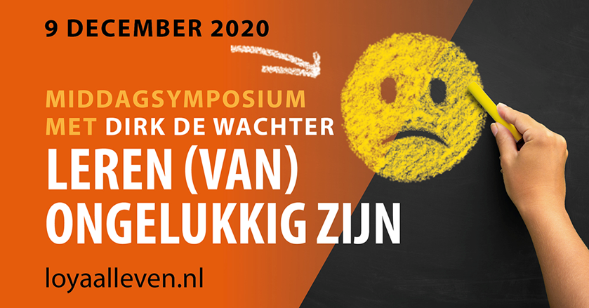 9 december 2020Symposium on the way - December 9, 2020: Why and how do we teach our students to live with misfortune and troubles? Prof. Dr. Dirk de Wachter gives insight into the meaning of the happiness obsession for pupils and education.